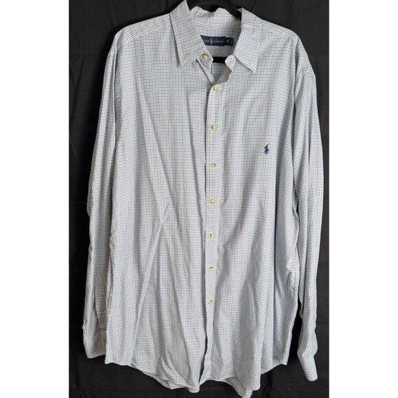 Polo Ralph Lauren Men's Shirt XLT Blue/White/Brown Check Button Down Blue Pony - Picture 1 of 11
